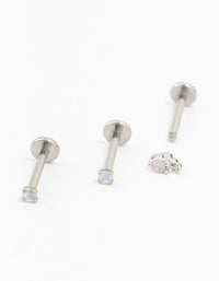 Surgical steel Cubic Zirconia Flat Back Studs 3-Pack - link has visual effect only