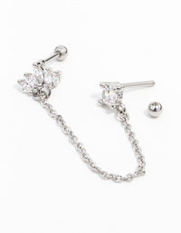 Surgical Steel Marquise and Chain Double Barbell - link has visual effect only