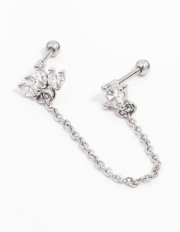 Surgical Steel Marquise and Chain Double Barbell