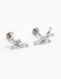 Surgical Steel Steel Cubic Zirconia Vine Flat Back Earrings 2-Pack - link has visual effect only