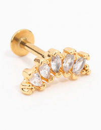 Gold Plated Surgical Steel Cubic Zirconia Marquise Curved Flat Back - link has visual effect only