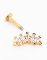 Gold Plated Surgical Steel Cubic Zirconia Marquise Curved Flat Back - link has visual effect only