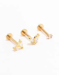 Gold Plated Surgical Steel Butterfly & Marquise Flat Back 3-Pack - link has visual effect only