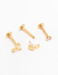 Gold Plated Surgical Steel Butterfly & Marquise Flat Back 3-Pack - link has visual effect only