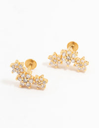 Gold Plated Surgical Steel Flower Trio Flat Backs 2-Pack - link has visual effect only