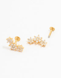 Gold Plated Surgical Steel Flower Trio Flat Backs 2-Pack - link has visual effect only