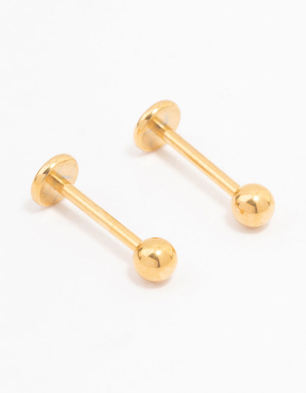 Gold Plated Surgical Steel Plain Ball Flat Backs