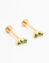 Green Gold Plated Surgical Steel Mini Crawler Flat Backs 2-Pack - link has visual effect only