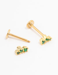 Green Gold Plated Surgical Steel Mini Crawler Flat Backs 2-Pack - link has visual effect only