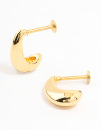 Gold Plated Surgical Steel Teardrop Hoop Flat Back Earrings 2-Pack - link has visual effect only