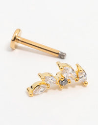 Gold Plated Surgical Steel Marquise Crawler Flat Back Earring - link has visual effect only