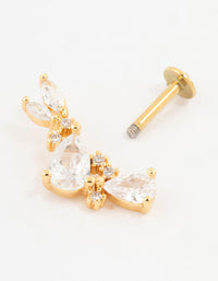 Gold Plated Surgical Steel Pear Cluster Flat Back - link has visual effect only