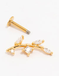 Gold Plated Surgical Steel Dainty Leaf Flat Back - link has visual effect only