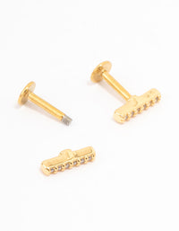 Gold Plated Surgical Steel Cubic Zirconia Bar Flat Backs 2-Pack - link has visual effect only