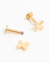 Gold Plated Surgical Steel Cross Flat Back Earrings 2-Pack - link has visual effect only