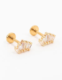 Gold Plated Surgical Steel Baguette Crown Flat Back 2-Pack - link has visual effect only