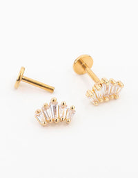 Gold Plated Surgical Steel Baguette Crown Flat Back 2-Pack - link has visual effect only