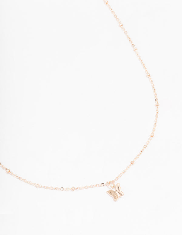 Rose Gold Mini Butterfly Pendant Necklace