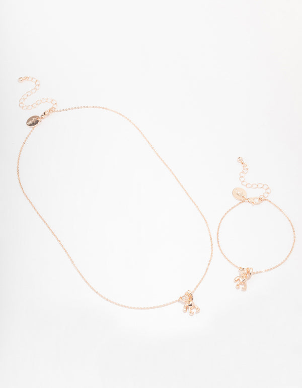 Rose Gold Teddy Bear Jewellery Set