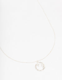 Silver Round Half Moon Pendant Necklace - link has visual effect only