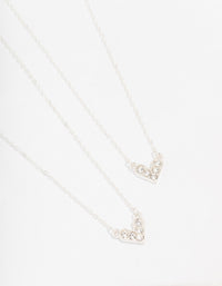 Silver Abstract Heart Diamante Necklace Pack - link has visual effect only