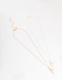 Mixed Metal Butterfly Diamante Necklace Pack - link has visual effect only