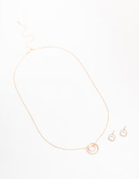 Rose Gold Double Open Circle Jewellery Set - link has visual effect only