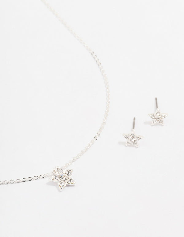 Silver Star Diamante Jewellery Set