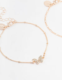 Rose Gold Pretty Butterfly Bracelets 3-Pack - link has visual effect only