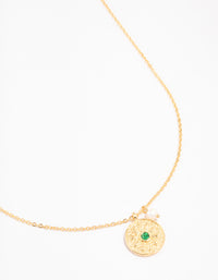 Gold Plated Emerald Coin & Freshwater Pearl Necklace - link has visual effect only