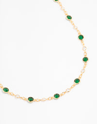 Gold Plated Emerald Round Station Necklace - link has visual effect only