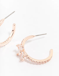 Rose Gold Diamante Flower Hoop Earrings - link has visual effect only