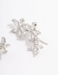 Silver Cubic Zirconia Graduating Flower Stud Earrings - link has visual effect only