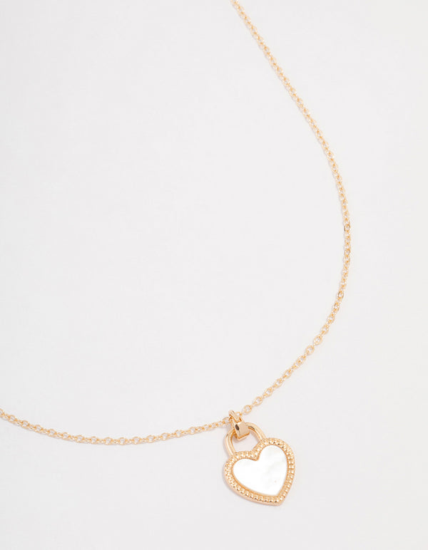 Gold Heart Locket Pendant Necklace