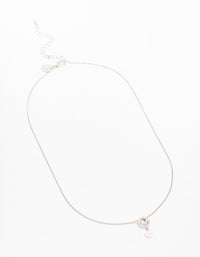 Rhodium Cubic Zirconia Swirl Pearl Necklace - link has visual effect only