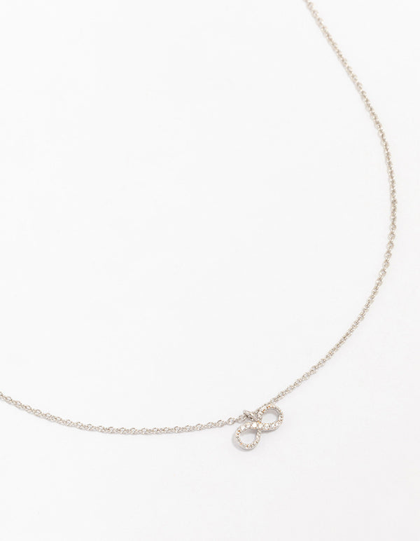 Rhodium Cubic Zirconia Diamante Infinity Pendant Necklace