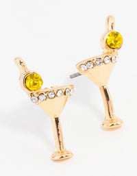 Gold Martini Glass Stud Earrings - link has visual effect only