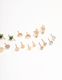 Gold Palm Tree Diamante Earring 12-Pack - link has visual effect only