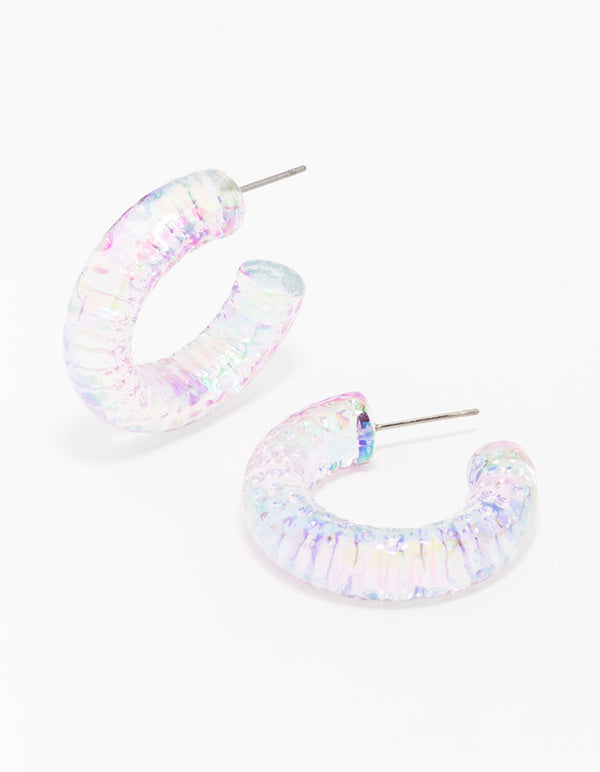 Clear Glitter Hoop Earring