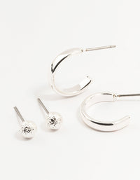 Silver Pearl Stud & Hoop Earrings 3-Pack - link has visual effect only