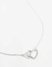 Silver Diamante Heart Link Necklace - link has visual effect only