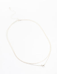 Silver Plated Double Diamante Slinky Chain Layered Necklace - link has visual effect only