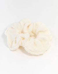 Cream Fabric Seersucker Scrunchie - link has visual effect only