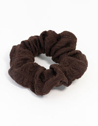 Brown Fabric Seersucker Scrunchie - link has visual effect only