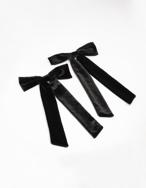 Black Large Velvet Fabric Bows 2-Pack