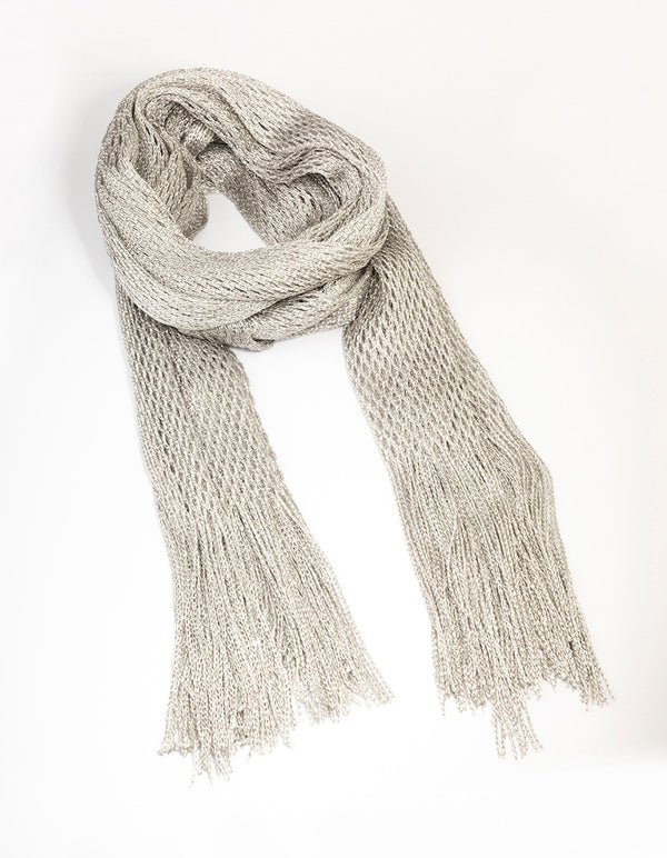 Silver Fabric Drape Scarf Necklace