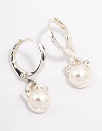 Silver Pearl Huggie Hoop Earrings - link has visual effect only