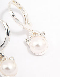 Silver Pearl Huggie Hoop Earrings - link has visual effect only