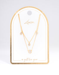 Gold Plated Cubic Zirconia Teardrop Layered Necklace - link has visual effect only