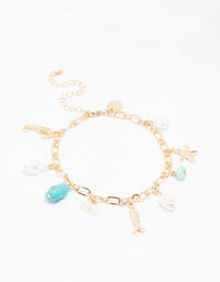 Gold Sea Charm Anklet - link has visual effect only